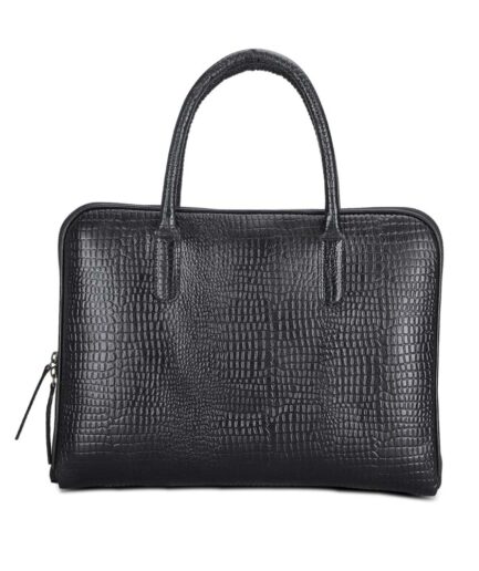 Croc textured Leather laptop Bag main image