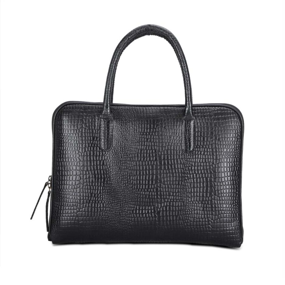 Croc textured Leather laptop Bag main image
