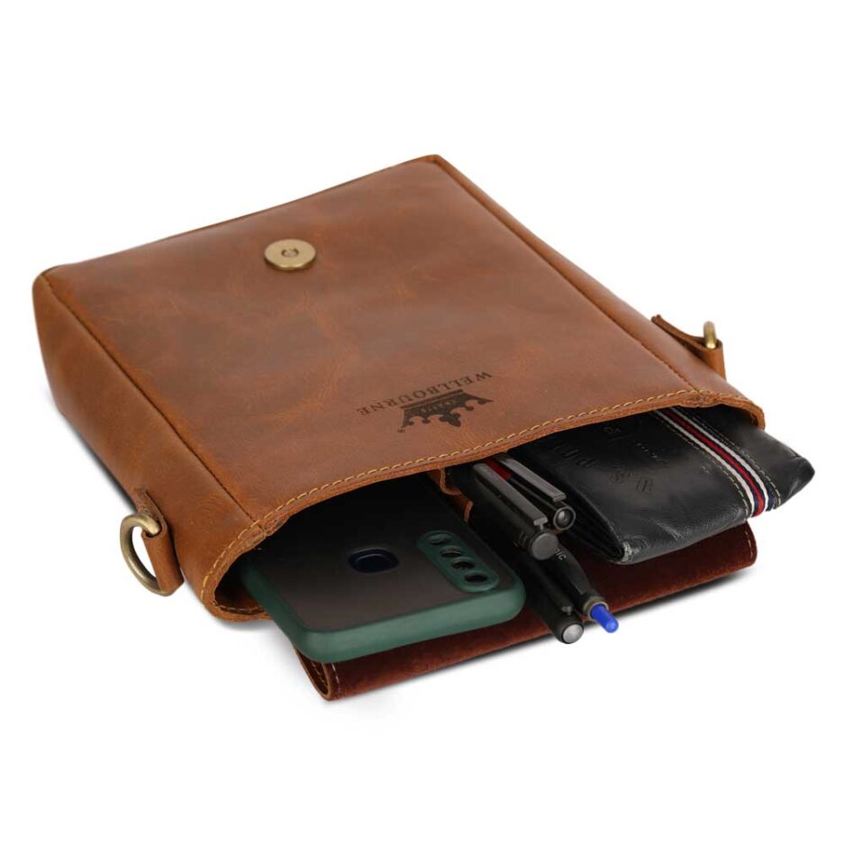 Trivial Leather Satchel Bag phone holder pockets