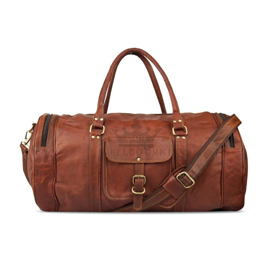 Unadorned Leather Travel Duffle Bag