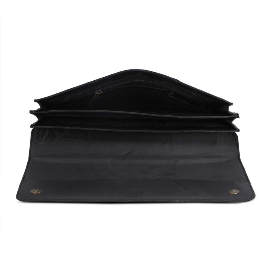 Noir Leather Laptop Sleeve with magnetic flap