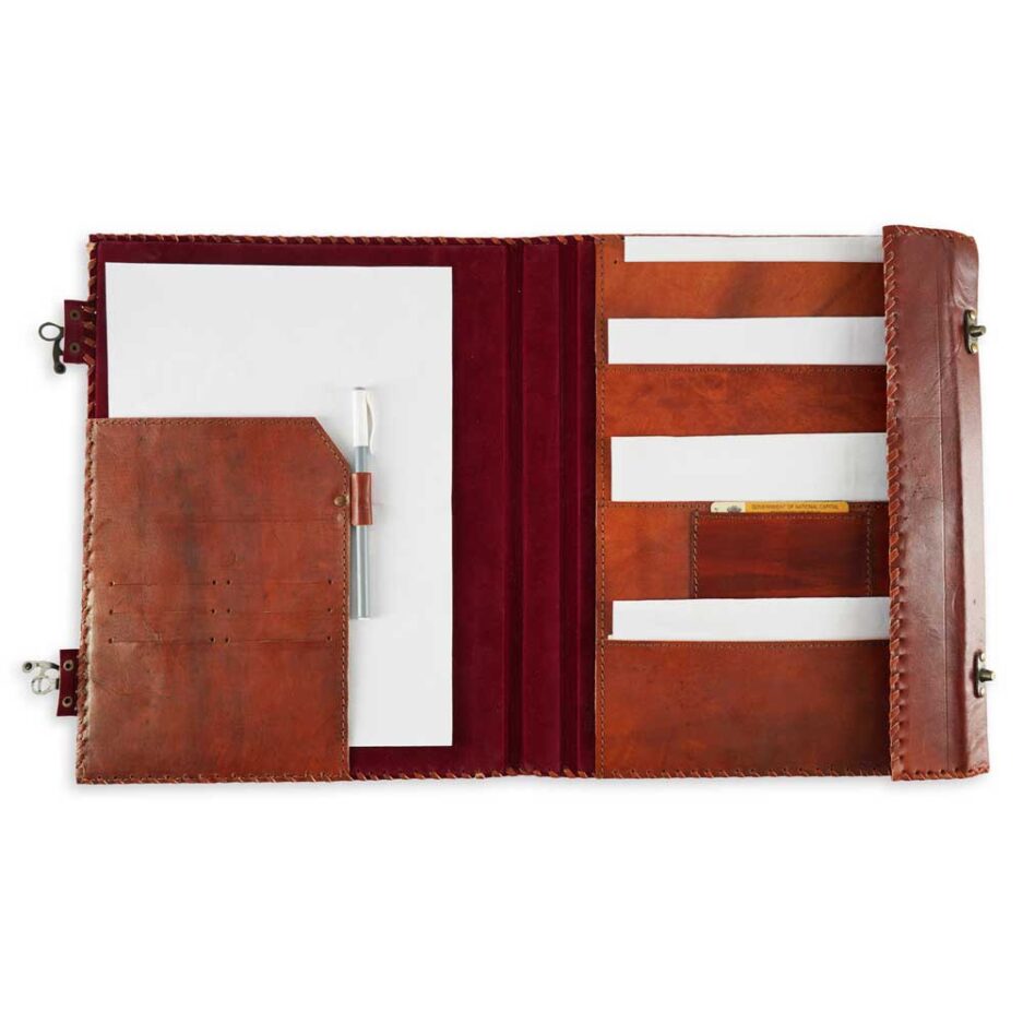 Genuine Leather Cover Portfolio folder organizer Letter size notebook holder