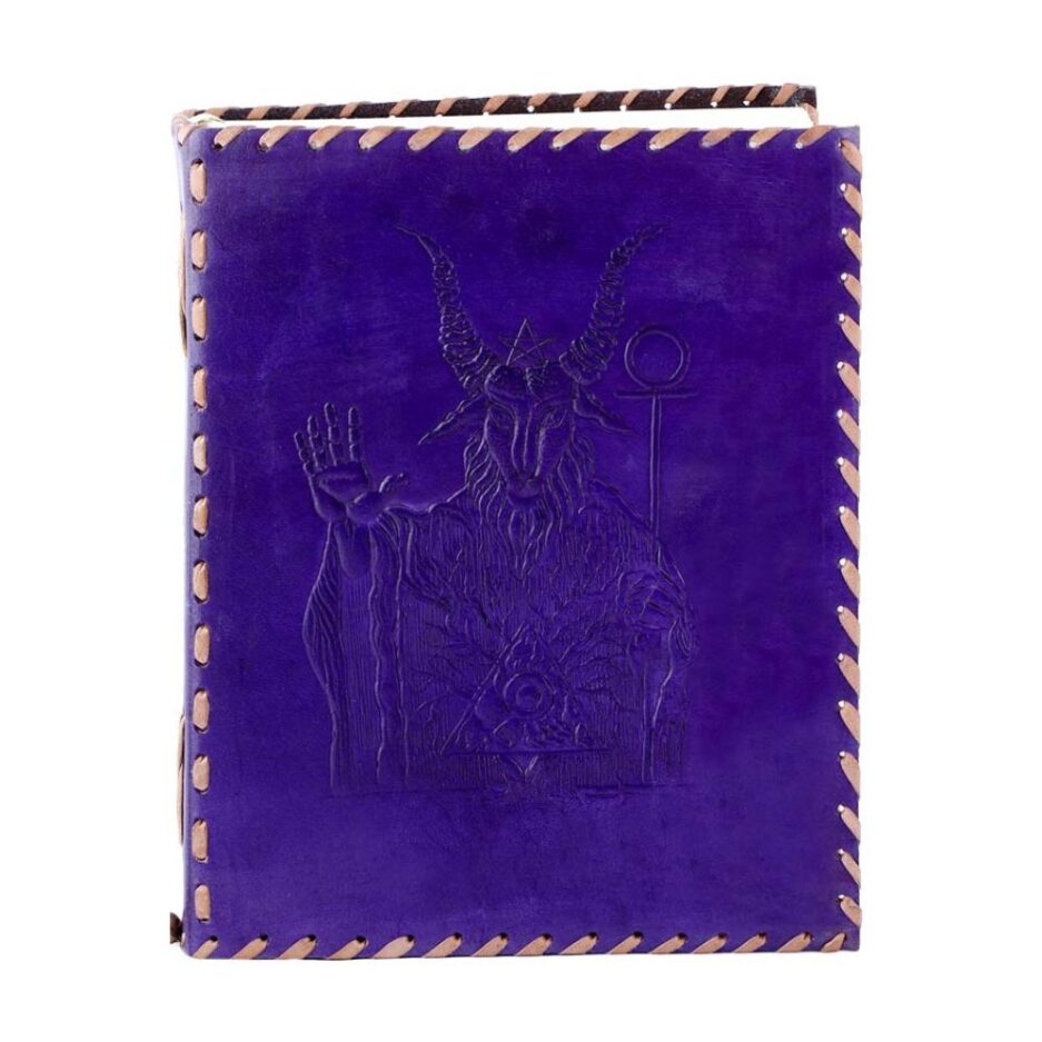 Baphomet Grimoire Leather Journal - Purple