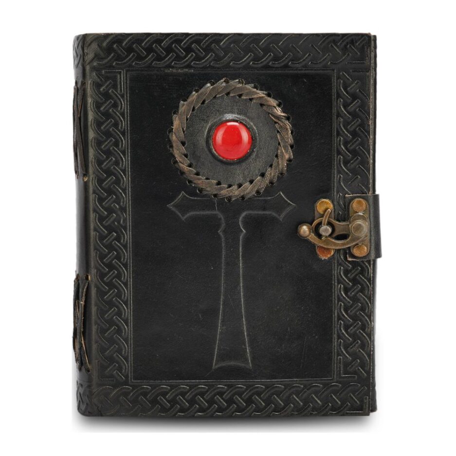 Cross Gem Leather Journal with beautiful precious gemstone