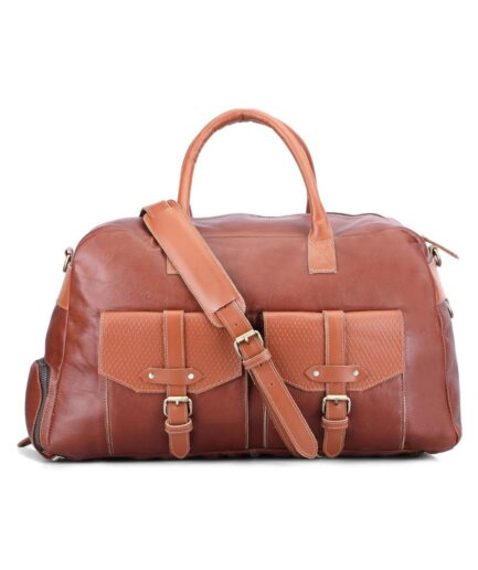 Leather duffle bag travel bag with adjustable and detachable strap